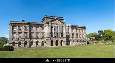 Exterior view of Lyme Park house and gardens in Cheshire England on a clear summer day Stock Photo