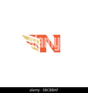 Letter N Wing Logo Vector Stock Vector