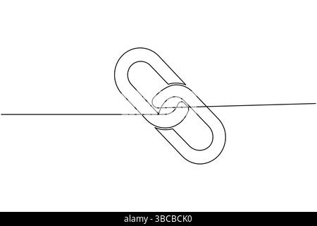 Chain link icon continuous one line drawing isolate outline vector ...