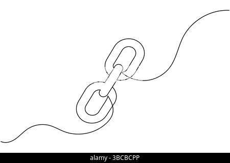 Chain link icon continuous one line drawing isolate outline vector ...