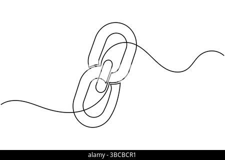Chain link icon continuous one line drawing isolate outline vector ...