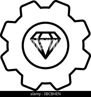 Operational excellence gear diamond icon Stock Vector