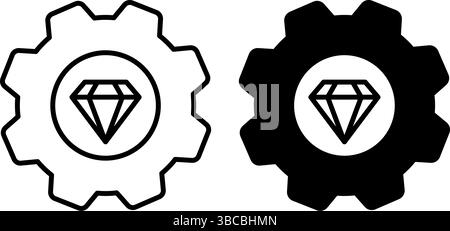 Operational excellence gear diamond icon Stock Vector