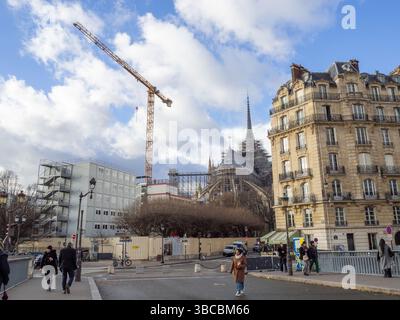 Notre Dame Cathedral under repair, Paris, France. Stock Photo