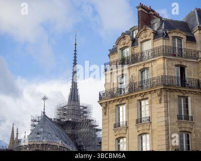 Notre Dame Cathedral under repair, Paris, France. Stock Photo