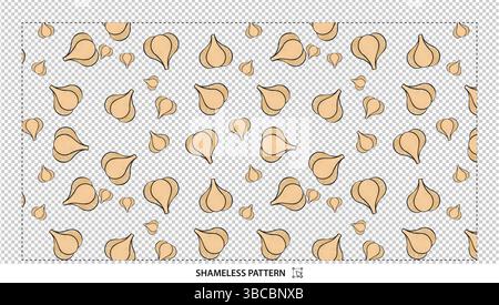 Hand Drawn Garlic Clove Seamless Pattern Digital Paper Design for Kitchen and Food Decor Stock Vector