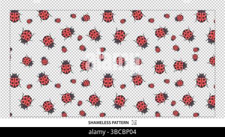 Red Ladybug Insect Seamless Pattern Background Design for Cute or Nature Themed Projects Stock Vector