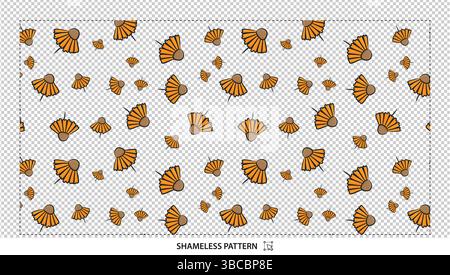 Orange Scallop Shell Seamless Pattern Background Design for Beach or Nautical Themed Projects Stock Vector
