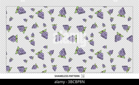 Purple Grape Fruit Seamless Pattern Background Design for Wine or Vineyard Themed Projects Stock Vector