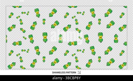 Green Plastic Bottle Seamless Pattern Background Design for Recycling or Beverage Themed Projects Stock Vector