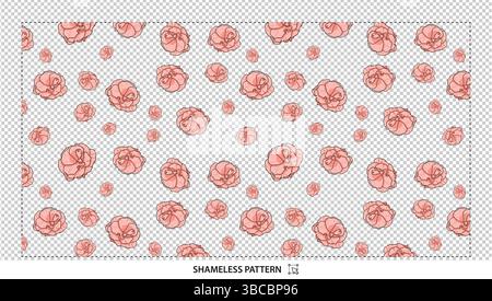 Pink Carnation Flower Seamless Pattern Background Design for Romantic Floral Themed Projects Stock Vector