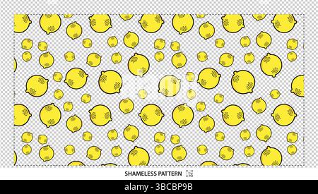 Yellow Lemon Fruit Pattern Seamless Background Design for Fresh Citrus Themed Projects Stock Vector