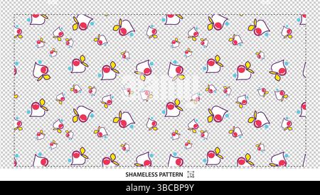 Pop Art Abstract Seamless Pattern with Red Dots and Yellow Elements Stock Vector