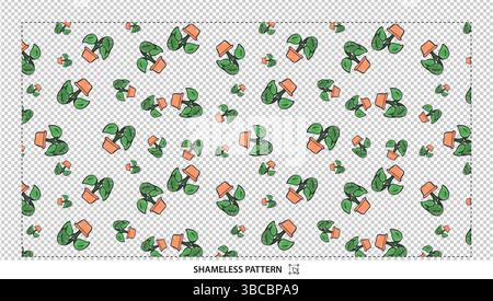Potted Green Plant Seamless Pattern Design for Garden and Home Decor Fabric Stock Vector