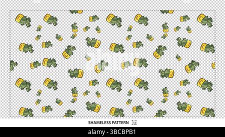 Blooming Cactus in Yellow Pot Seamless Pattern for Desert Themed Decor and Fabric Stock Vector