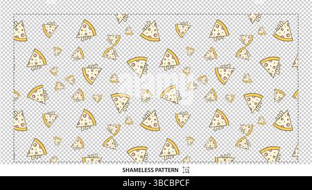 Doodle Pizza Slice Seamless Pattern Design for Food Themed Decor and Apparel Stock Vector