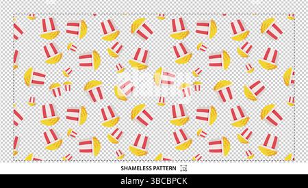 Yellow Popcorn Bucket Seamless Pattern Design for Movie Themed Decor and Fabric Stock Vector