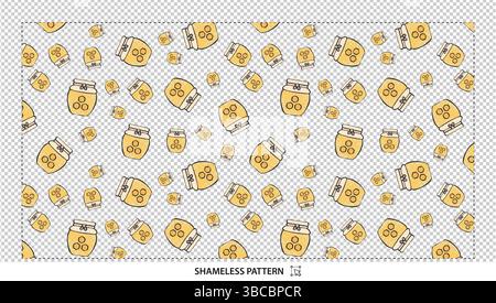 Cute Honey Pot and Beehive Seamless Pattern Design for Fabric and Kids Decor Stock Vector
