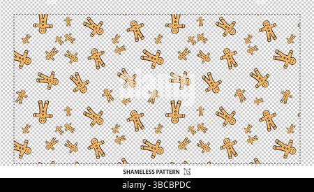 Festive Gingerbread Man Cookies Seamless Pattern for Christmas and Holiday Baking Stock Vector