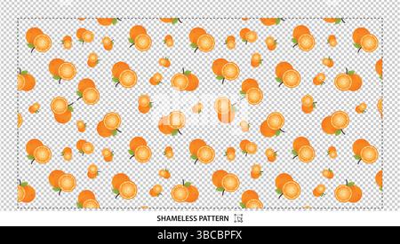 Citrus Oranges Seamless Pattern with Full and Sliced Fruits for Summer Backgrounds Stock Vector