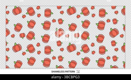 Seamless Pattern with Cartoon Pumpkins for Autumn Fall and Halloween Decorations Stock Vector