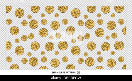 Gold Coins Seamless Pattern with Circles and Dots for Backgrounds and Designs Stock Vector