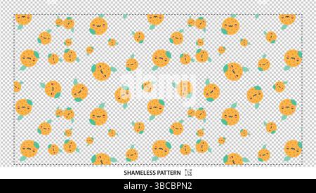Cute Orange Citrus Fruit Kawaii Faces Seamless Pattern for Fabric Digital Paper and Baby Clothes Stock Vector
