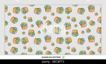 Seamless Dumpling Food Asian Cuisine Digital Pattern Background Design Stock Vector