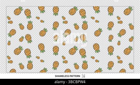 Yellow Pineapple Fruit Seamless Pattern Vector Illustration for Tropical Designs Stock Vector