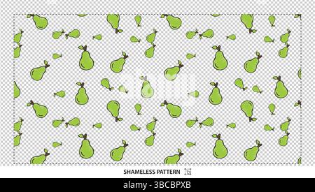 Green Pear Fruit Seamless Pattern Vector Design for Healthy Food Themes Stock Vector