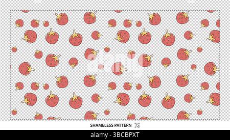 Red Strawberry Fruit Seamless Pattern Vector Design for Sweet Food Themes Stock Vector