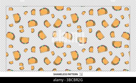 Cute Cartoon Fried Egg Seamless Pattern for Breakfast and Foodie Designs Stock Vector