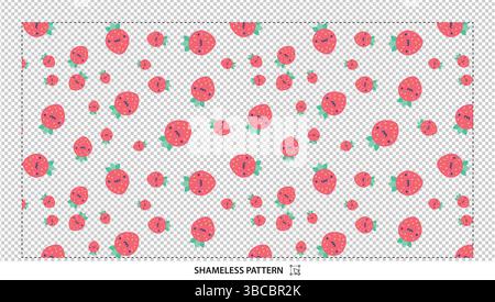 Cute Pink Strawberry Fabric Seamless Pattern for Sweet Fruit Designs Stock Vector