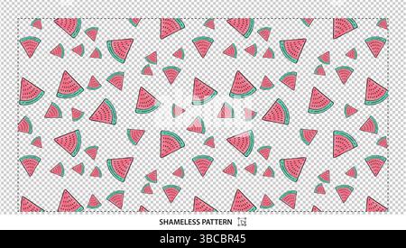 Cute Watermelon Slice Seamless Pattern for Summer Fruit Designs Stock Vector