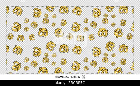 Cute Cartoon Pretzel Seamless Pattern for Bakery and Snack Designs Stock Vector