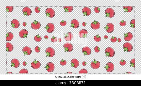 Cute Cartoon Tomato Seamless Pattern for Fresh Food Designs Stock Vector