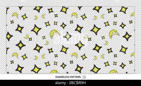 Simple Black Outline Star Shapes Seamless Pattern for Minimalist Celestial Designs Stock Vector