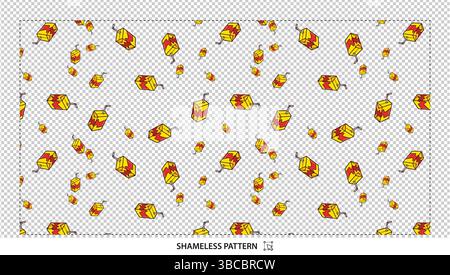 Cute Cartoon Cheese Slice and Firecracker Seamless Pattern for Fun Designs Stock Vector