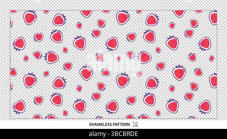 Cute Cartoon Pink Strawberry Seamless Pattern for Sweet Fruit Dessert Designs Stock Vector