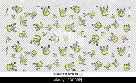 Cute Cartoon Potted Cactus Seamless Pattern for Desert Plant Lover Designs Stock Vector