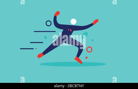 Abstract Running Man Vector Illustration in Motion Stock Vector