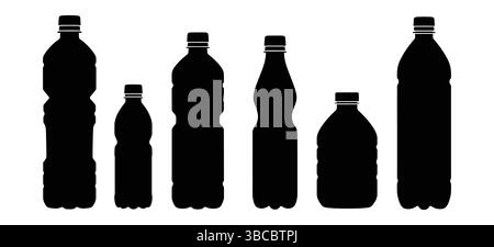 Plastic Bottle Silhouette Vector Set for Packaging Design Stock Vector