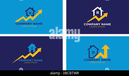 Real Estate Logo Vector Design with Growth Arrow Stock Vector
