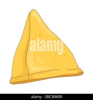 Golden triangular fried samosa 2D cartoon object Stock Vector