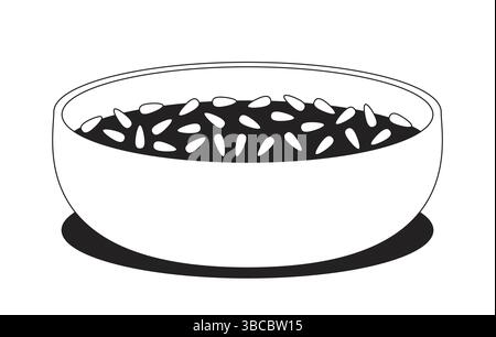 Sesame seeds topping bowl 2D line object Stock Vector