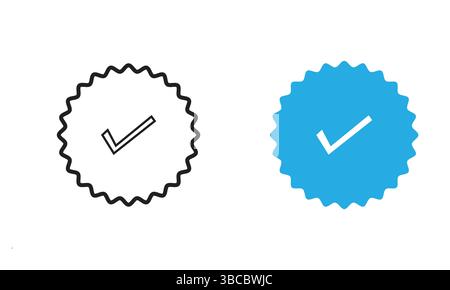 Blue and gray check mark tick verification icon symbol vector social media verification icon set blue verified icon and black verified icon Stock Vector