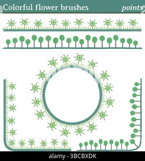 You can draw any line or path and apply one of these brushes. You can also create frames in different shapes (round, square, etc.), as all brushes inc Stock Vector