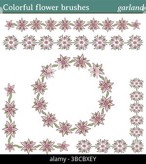 You can draw any line or path and apply one of these brushes. You can also create frames in different shapes (round, square, etc.), as all brushes inc Stock Vector