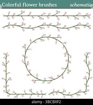 You can draw any line or path and apply one of these brushes. You can also create frames in different shapes (round, square, etc.), as all brushes inc Stock Vector