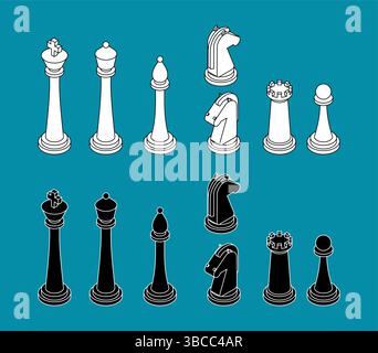 Chess pieces set. Set for mobile chess game Stock Vector